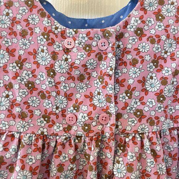 Baby Boden Pink Deer Vintage Daisy Applique Corduroy Pinnie Dress 18-24 Months - Picture 8 of 16